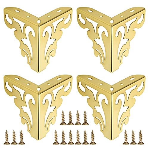 IGNPION Piernas de sofá de metal de 12 cm, 4 piezas de patas modernas de muebles, patas elevadoras, patas de repuesto para mueble de TV, armario otomano, sofá, armario, dorado
