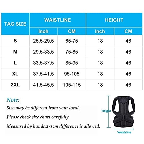 IJNBHU Corrector de Postura para Hombres y Mujeres Soporte de Postura de Espalda Soporte de clavícula Deje de encorvarse y encorvarse Entrenador de Espalda Ajustable (Color: Negro, Tamaño: XX-Large)