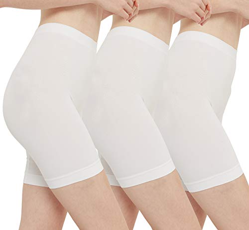 INNERSY Delgada Bóxer Pantalones Cortos de Las Mujeres Leggings Cortos Sin Costura Pack de 3（M-EU 40, 3 Blanco）