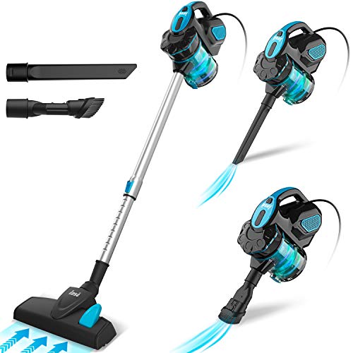 INSE Aspirador con Cable, Aspiradora Escoba de Succión Poderosa de 18kPa, Aspiradora Escopa 3 En 1 Vertical y de Mano para Hogar, Sofas, Mascotas, 600W, 1L, Hepa Filtro Lavable (Azul)