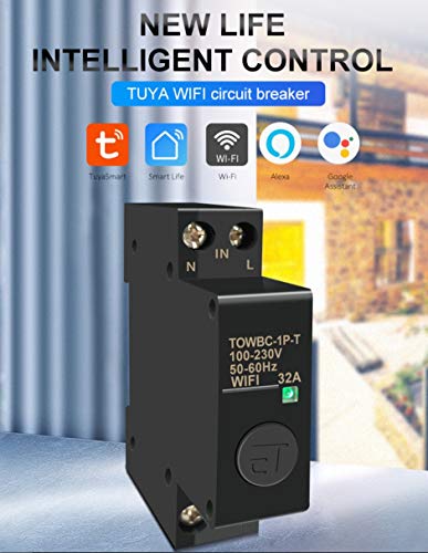 Interruptor Inteligente WIFI de Control Remoto por Smart Life, Tuya Smart, Google Assistant y Alexa. Carril Din.