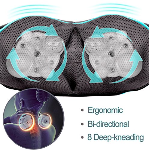 Invospa Masajeador de Cuello y Hombros Básico Shiatsu Masajeador Cervical con 3D Rotación y Función de Calor para Relajación de Fatiga en Casa, Oficina o Coche 2 Años Garantía