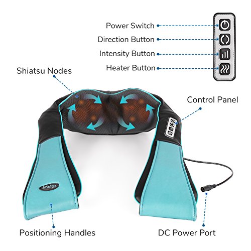 Invospa Masajeador de Cuello y Hombros Básico Shiatsu Masajeador Cervical con 3D Rotación y Función de Calor para Relajación de Fatiga en Casa, Oficina o Coche 2 Años Garantía