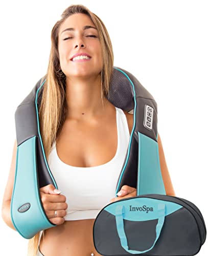 Invospa Masajeador de Cuello y Hombros Básico Shiatsu Masajeador Cervical con 3D Rotación y Función de Calor para Relajación de Fatiga en Casa, Oficina o Coche 2 Años Garantía