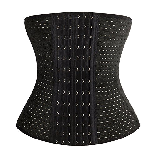 ISSHE Corsé Corset Bustier Mujer Reducir Cintura Corset Training Bustiers Slimming Waist Trainer Corses Deportivo Reductor Cintura Corsetes Entrenador de Cintura Fajas Formación Underbust Negro M