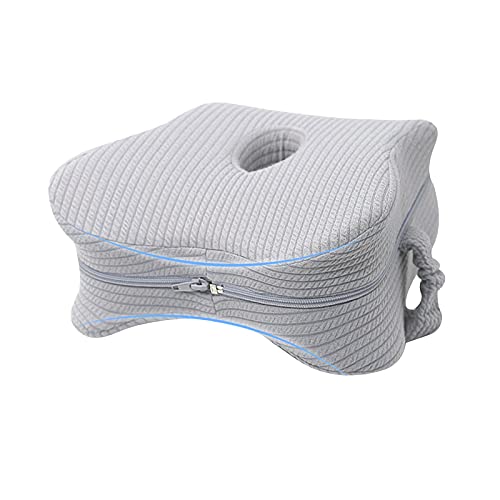 JEMESI Almohada Ortopédica para Pierna y Rodilla,Almohadilla para Dormir de Lado,Espuma con Memoria, Alivia el Dolor de Espalda, Cadera y Articulaciones, Soporte para el Tobillo y la Rodilla - Gris