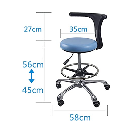 JMYSD Silla De Dentista Médica, Taburete Dental con Reposabrazos De Rotación De 360 ​​Grados, Cuero PU, Taburete De Belleza Ajustable, Silla De Peluquero para Salón,Dark Blue