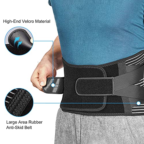 JOLIGAEA Cinturón Lumbar Soporte para Espalda, Cinturón de Soporte Lumbar, Ayuda de la Cintura para Aliviar El Dolor de Espalda y Prevenir Daños, Faja Lumbar Deportiva para Hombre y Mujer, (X-Large)
