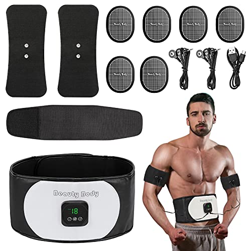 Jooheli Electroestimulador Muscular, Abdominales Cinturón, Estimulador Muscular Abdominales EMS Ejercitador del Abdomen/Brazo/Piernas/Cintura