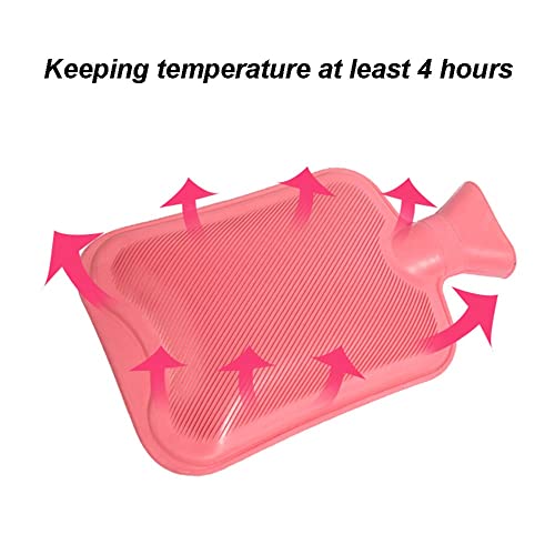 JTing Botella de Agua Caliente Premium - Bolsa de Agua Caliente para Cama con Funda de Felpa súper Suave, Botellas de Agua Caliente de Caucho Natural para Espalda, Cuello, piernas, Azul/Rosa