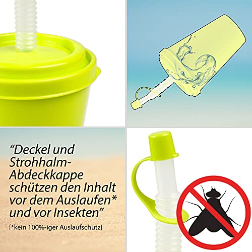 Juego de vasos con pajita y tapa Hausfelder - vaso reutilizable con tapa y pajita de 400 ml para niños y adultos