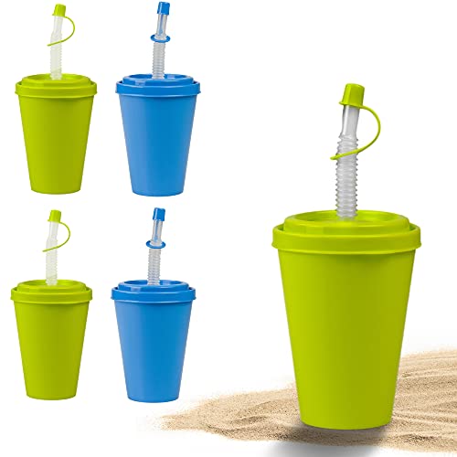 Juego de vasos con pajita y tapa Hausfelder - vaso reutilizable con tapa y pajita de 400 ml para niños y adultos