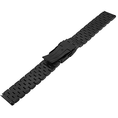 Kai Tian Pulsera de repuesto negra de 24mm Correa reloj para hombre mujerEnlaces sólidos de acero inoxidable de alta gama Ingeniero Correas de reloj de metal Doblar sobre la hebilla
