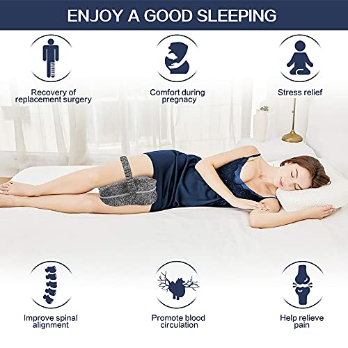 KANRAX Almohadas posicionadoras de Pierna – Mejor para Pierna, Espalda, y Rodilla Pain- Espuma con Efecto Memoria Pierna Almohada con Funda extraíble -Gris