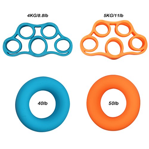 KELYDI 4-Pack Camilla dedo, ejercitador de dedos, manos Grip fortalecedor, la fuerza de agarre de dedo Trainer Pinza para Artritis del túnel carpiano Ejercicio Guitarra y escalada en roca