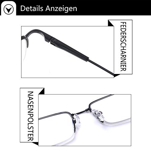 Kerecsen Juego de 2 gafas de lectura para hombre y mujer, de metal, con filtro de luz azul, para ordenador, contra los nervios de la cabeza, protección UV, ayuda para la visión, color, talla 0.0