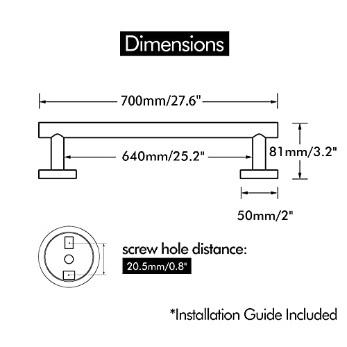 KES Toalleros de Baño sin Taladro Toallero Adhesivo Acero Inoxidable SUS304 Toallero Barra Acabado Cepillado 70CM, A2000S70BDG-2