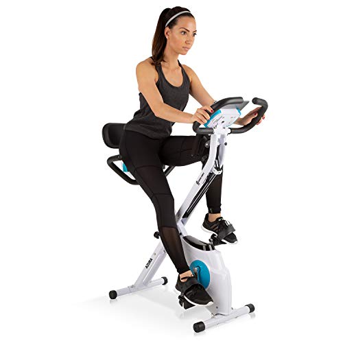 KLAR FIT Klarfit Azura Plus Bici estática 3 en 1 - Bicicleta de Fitness, Entrenamiento de Cardio, Tracción por Correa, Pulsómetro, Resistencia magnética de 8 Niveles, Soporte para Tablet, Blanco