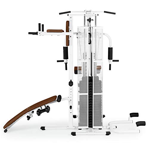 Klarfit Ultimate Gym - Máquina multifunción musculación, Multiestación musculacion, Máquina de musculación, Hombros, Espalda, Brazos, isquiotibiales y glúteos, Acolchada, 5000, Blanco
