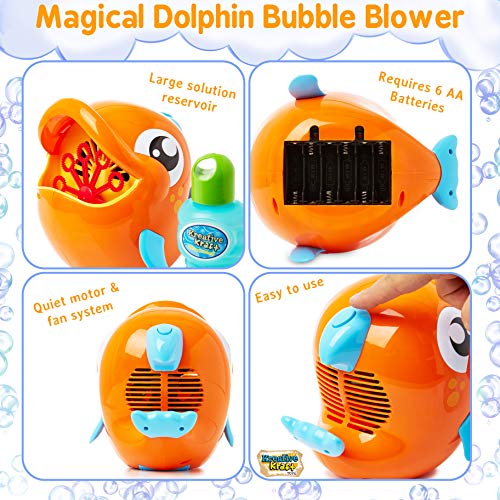 KreativeKfraft Maquina Pompas Jabon, Delfin Pomperos para Niños, Juguete Burbujas Jardin