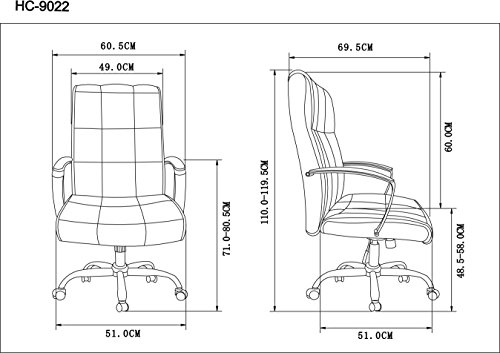 La Silla Española Tejeda Silla de Oficina Director con Reposabrazos, Piel Sintética, Marrón, 51x51x115 cm