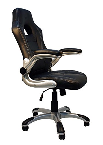 La Silla Española Zaragoza Silla de Oficina y Despacho, Piel Sintética, Negro, 53x55x129 cm
