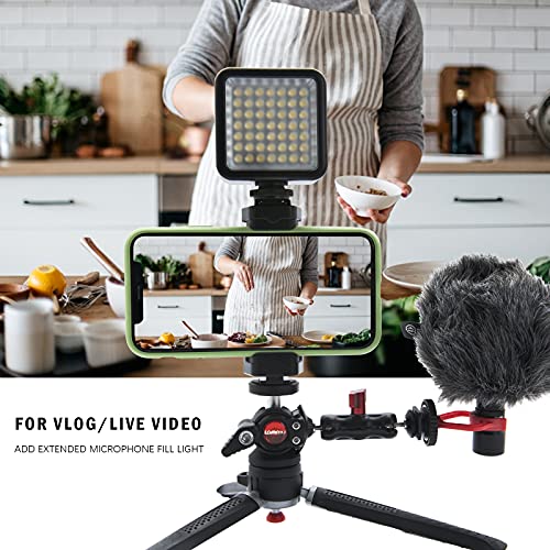 Lammcou Mini trípode de cámara, Tripod portátil liviano con 2 segmentos y cabezal de bola completamente giratorio y soporte para teléfono celular con trípode de zapata de flash