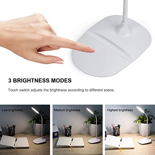 lámpara de Escritorio Lámparas de Mesa, lámpara de Escritorio LED Control táctil 3 Modos Lámpara de Mesa LED de Brillo con USB Tenedor de teléfono de Carga for Sala de Estar/Blanco frío