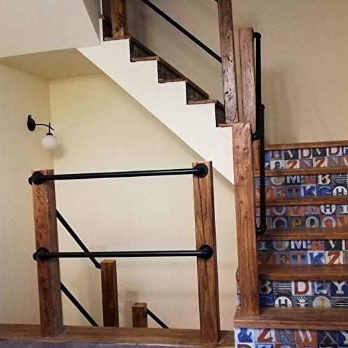 LAMXF Barandilla de Escalera con Soportes de Pared y Tornillos de Hierro Forjado eólico Industrial - Barandilla de balaustres tubulares Pasamanos de Seguridad