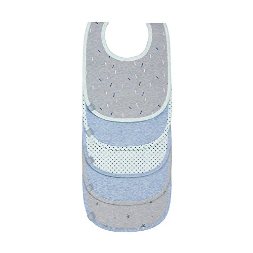 Lässig - Baberos para bebé, juego de 5 unidades, de algodón, con cierre de velcro azul/gris