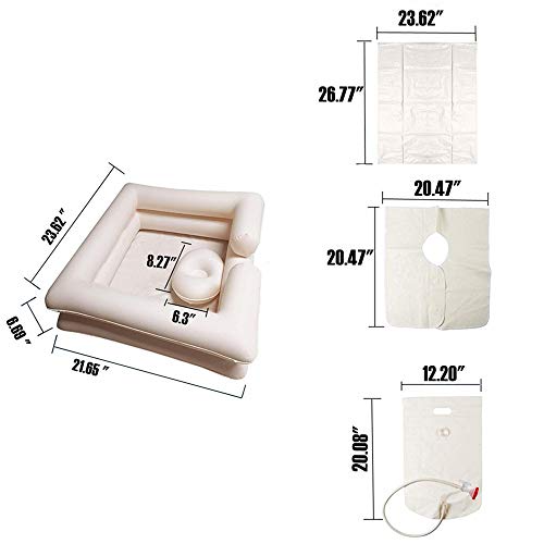 Lavabo inflable de lavado de cabello en la cama - Lavabo de champú portátil Baño de cama Ayuda auxiliar asistida para discapacitados, ancianos, pacientes encamados, embarazadas (kit de 5)