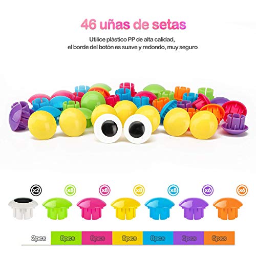 LEEHUR Puzzle 3D Mosaico Infantiles de Fichas, Juguete Educativo de Primera Infancia para Crear Multiples Combinacones y Distinguir Color para Niños - 46 Piezas