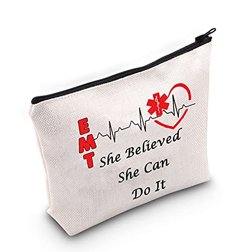LEVLO Bolsa de maquillaje cosmético médico médico de emergencia EMT graduación regalo ella creía que puede hacerlo maquillaje cremallera bolsa para EMT paramédico EMT graduación