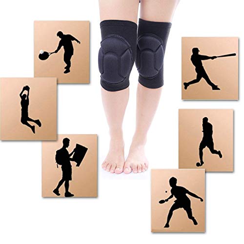 LHKJ 1 Par Rodilleras Deportivas de Esponja Unisex para Crossfit, Voleibol, Bicicleta, Baloncesto ect, Negro