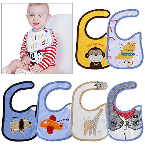 Lictin Baberos de Bebé-12pcs Baberos de Bebé para Niños Baberos de Bebé Impermeables con Diferentes Estampados Ajuste Unisexo para Bebé de 3-24 meses
