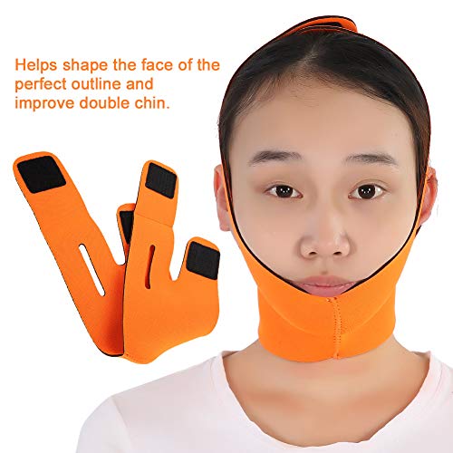 Lifting facial Vendaje, mascarilla facial adelgazante Vendajes faciales Máscara antiarrugas delgada, Banda facial para levantar la barbilla doble Reducir el vendaje Parche ascendente(naranja)