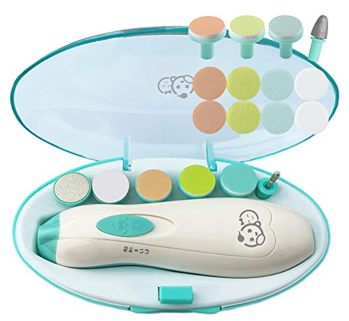 Lima de uñas para bebés - Royal Angels 20 en 1 cortaúñas eléctrico para bebés para uñas y dedos de los pies para recién nacidos y niños pequeños (Verde)