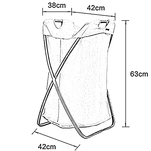 LJFYXZ Cesto para la Ropa Soporte de bambú Cesta de Almacenamiento Plegable Lienzo de agoldón Almacenamiento doméstico de Ropa Sucia 42x38x63cm(Color:Blanco)