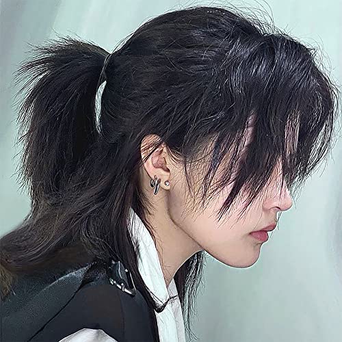LKJJTG Peluca de Cabeza de samurái para Hombre, Pelo Corto, Estilo Coreano, Guapo, japonés, Porque Puede Atar el diseño de Cabello, Unisex, un Sombrero Completo