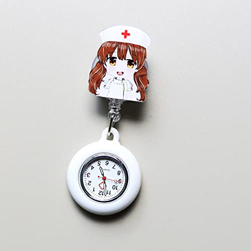 LLRR Reloj Médico de Bolsillo Colgante,Reloj de Bolsillo retráctil Luminoso para Examen de Estudiante, Reloj de Enfermera electrónico para Doctor, Rojo sandía 141,Relojes Silicona Enfermera Reloj