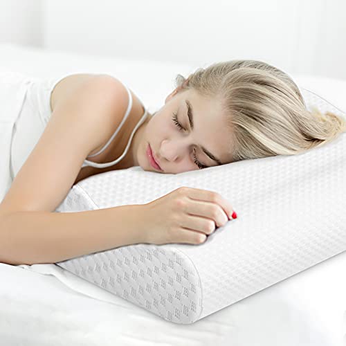 look envy Almohada de Espuma Viscoelástica Alta Elasticidad, Espuma Viscoelástica Almohada Ortopédica Ergonómica para el Cuello Almohada con Funda de Extraíble y Lavable 60 * 35CM