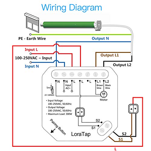 LoraTap Interruptor Persianas WiFi, 4 Piezas Relé de Persiana Temporizador Inteligente para Cortina Eléctrica, Control Remoto por Teléfono, Compatible con Alexa y Google Home para Control de Voz, 300W