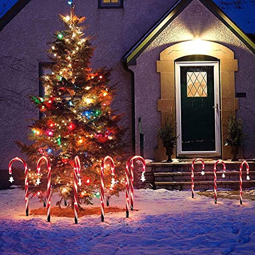 Luces De Bastón De Caramelo De Navidad, Luces De Decoración Navideña Al Aire Libre, Luz Solar para Césped, para Jardín De Patio, Pasarela De Vacaciones Navideñas, 8 Piezas