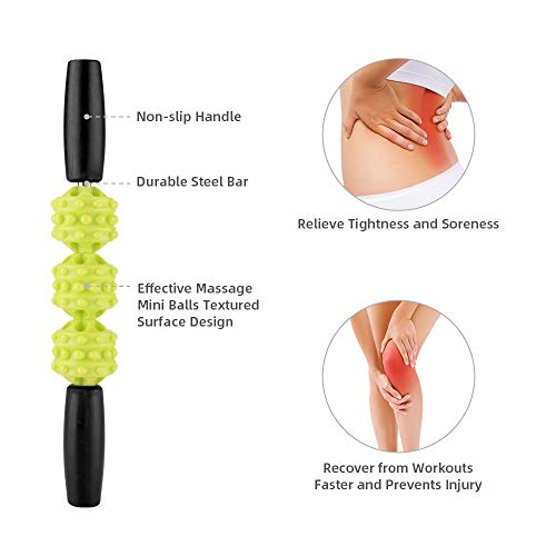 LYCAON Rodillo de Espuma 5Pcs incluyendo E-Book para la recuperación Muscular del Tejido Profundo/Liberación miofascial/Pilates/Yoga/Crossfit/Fitness (Verde)