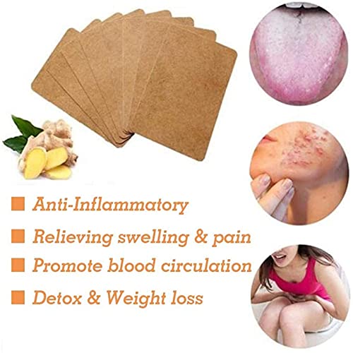 Lymphatic Detox Healing Ginger Patch Fever, Relieve Pain Blood Circulation Pads For Knee Cervical Joint,Herbal Deep Heat Patches, For Neck,Abdomen,Face,Knees,Feet,Back,Shoulders,Waist (100PCS)