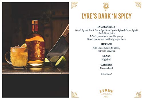 Lyre's Spiced Cane - Bebida espirituosa sin alcohol - Estilo Ron con Especias | Premiado | 700ml