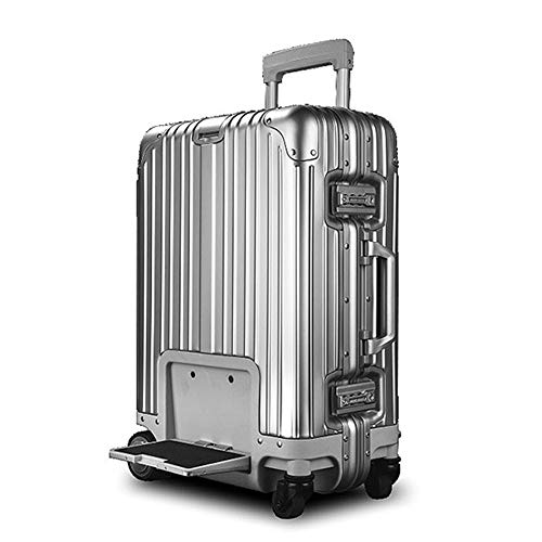 LYY Maleta para Montar eléctrica de 20 Pulgadas,Crucero de Velocidad Fija Posicionamiento de Carga USB Anti-perdida, Carga de 200 kg/cargable Personas a 10 km,Gray