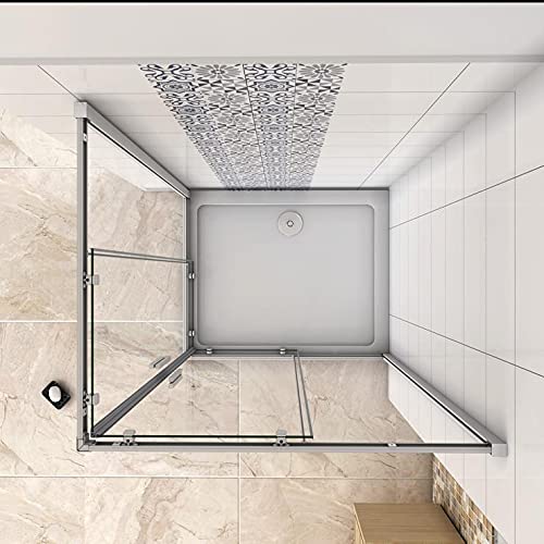 Mampara de Ducha Angular cabina de ducha mampara de ducha cuadrada Puerta Corredera Cristal 5 MM perfilería gris mate 100x80x185cm