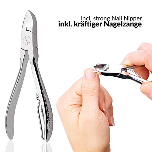 marQus set manicura de 5 piezas de Solingen Alemania - Set de manicura y pedicura para hombre y mujer en estuche de piel auténtica, kit de manicura y pedicura ideal para viaje