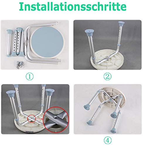 MCTECH silla de ducha taburete baño taburete altura regulable – Taburete de baño giratorio 360 ° ducha Asiento baño Asiento de aluminio y plástico para Edad, embarazada de